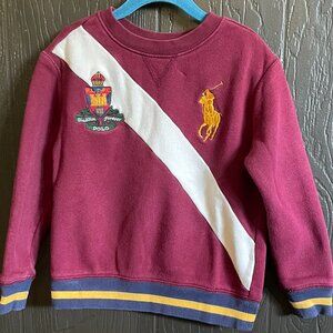 Polo Ralph Lauren Boys Burgundy Crest & Stripe Sweatshirt - Size 5